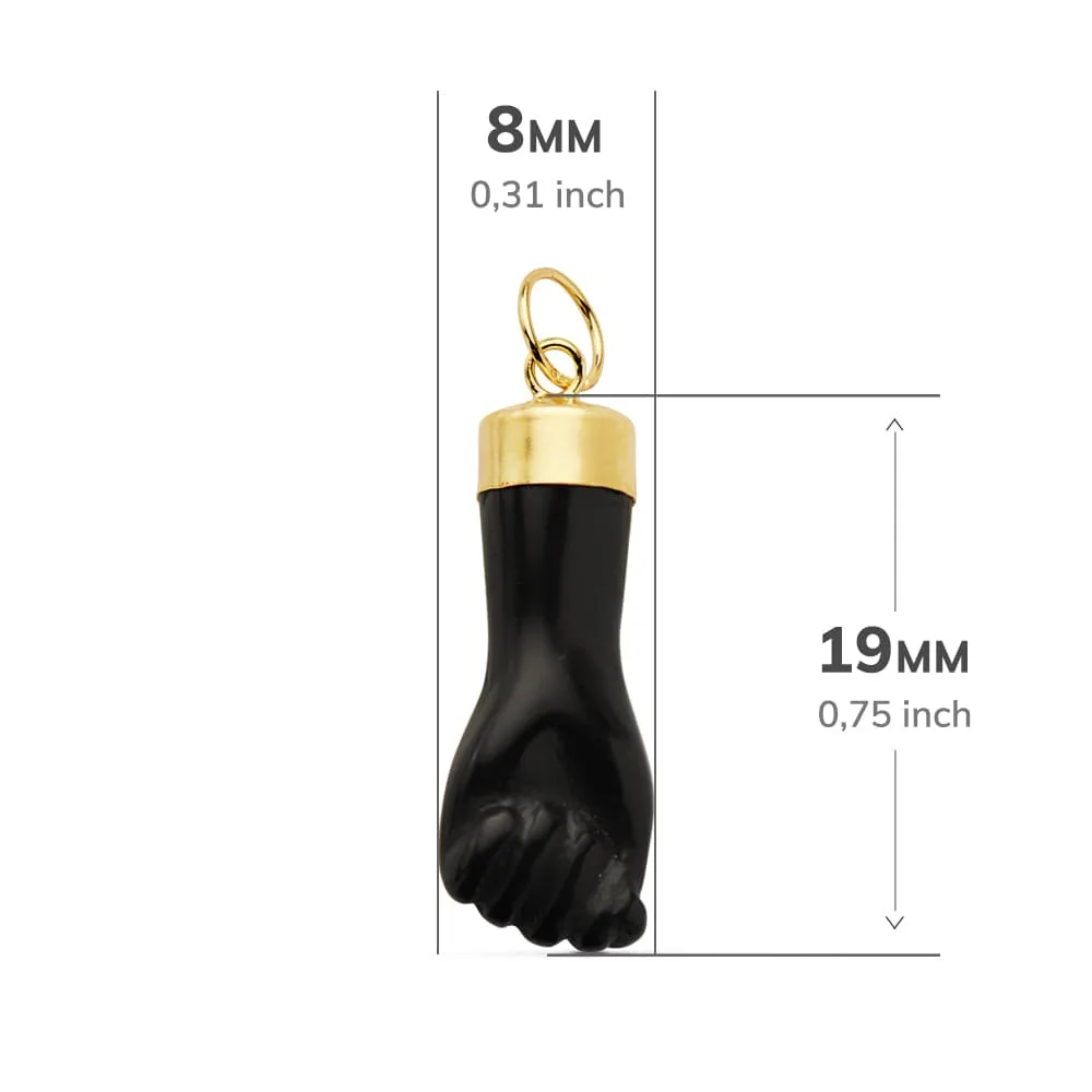 18K COLGANTE ORO AMARILLO HIGA MANO NEGRA 19X8 MM — vista 2