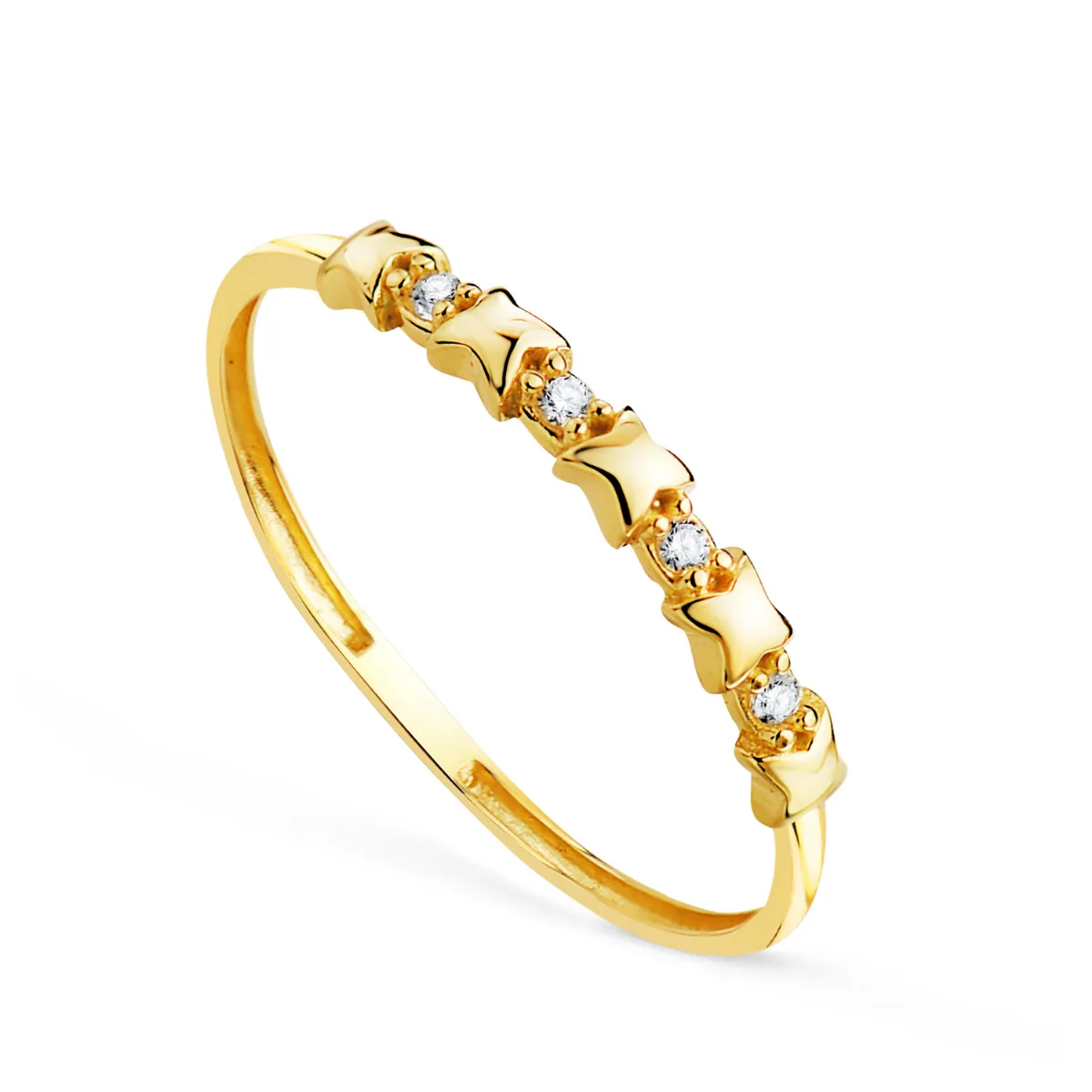 18K SORTIJA ORO AMARILLO ESTRELLITAS CON 4 CIRCONITAS. ANCHO: 2,3 MM