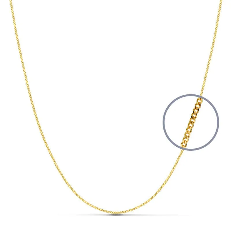 18K CADENA ORO AMARILLO MACIZA  BARBADA 40CM 1 MM