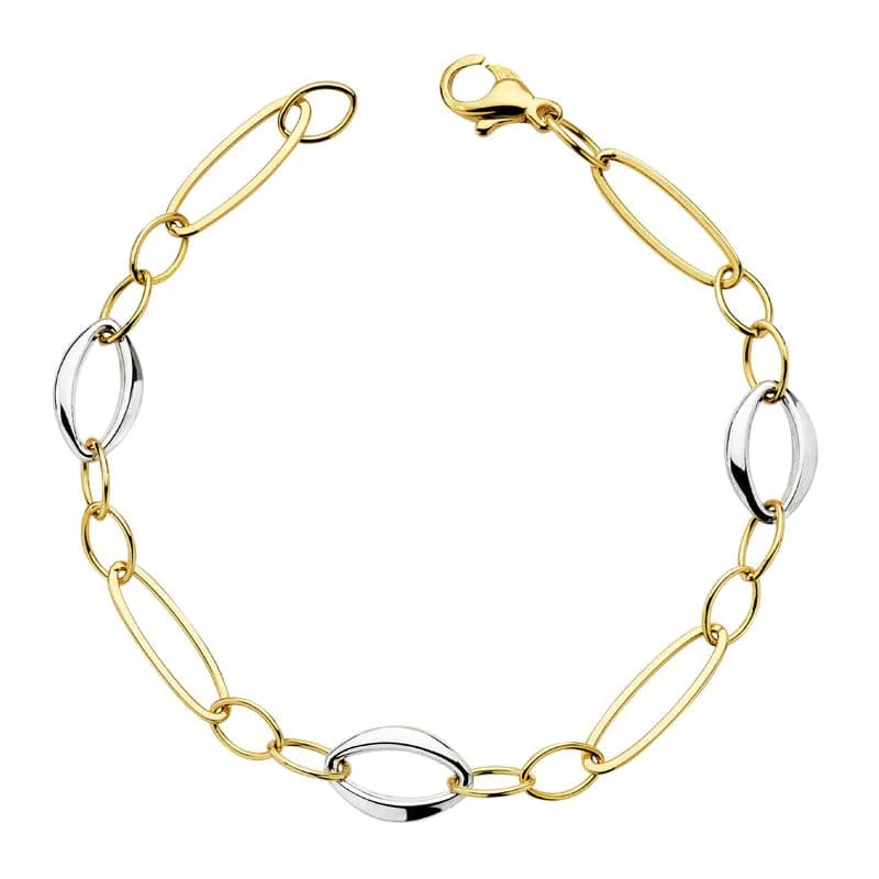 18K PULSERA HUECA ORO BICOLOR 19CM