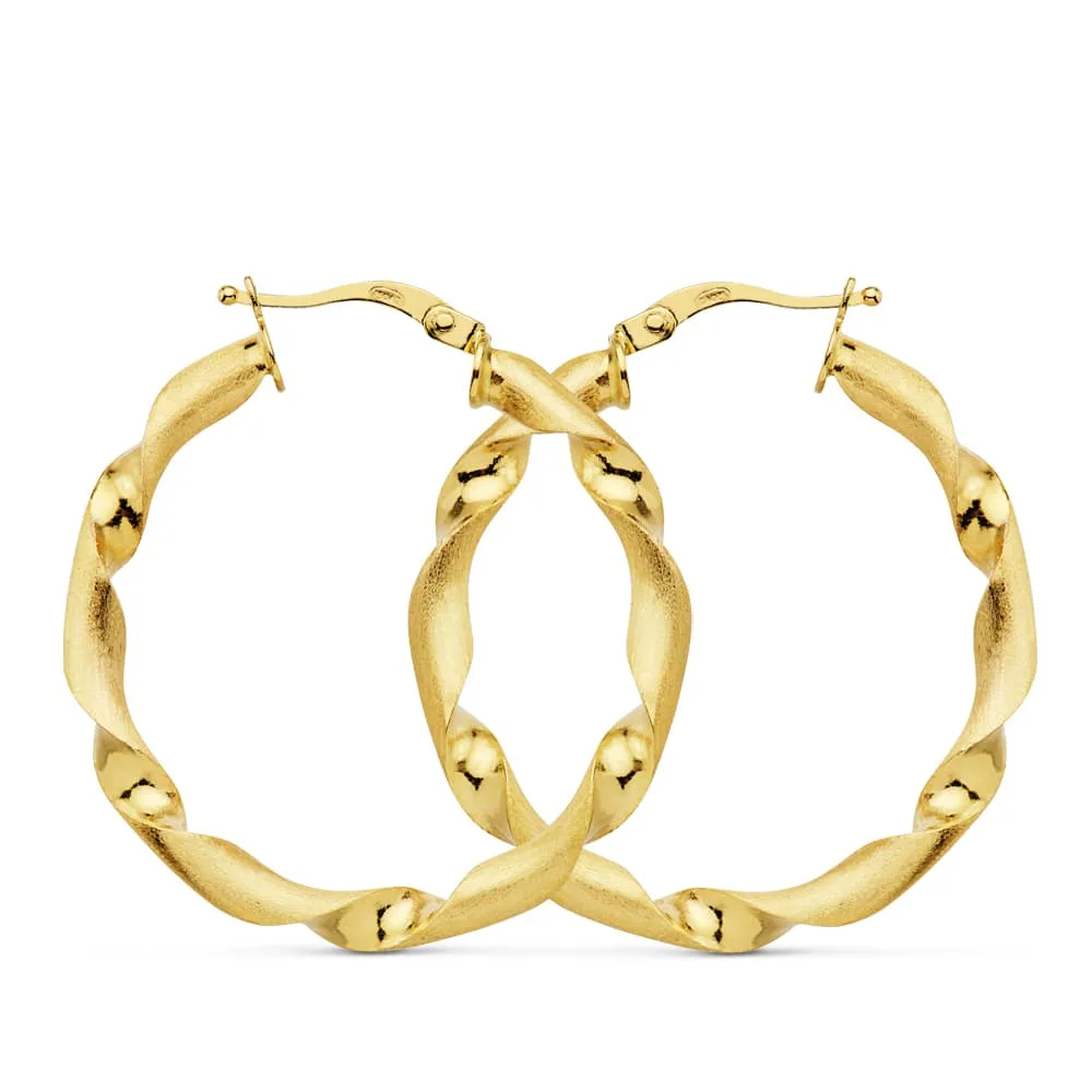 18K AROS ORO AMARILLO MATE Y BRILLO HUECOS 31 MM