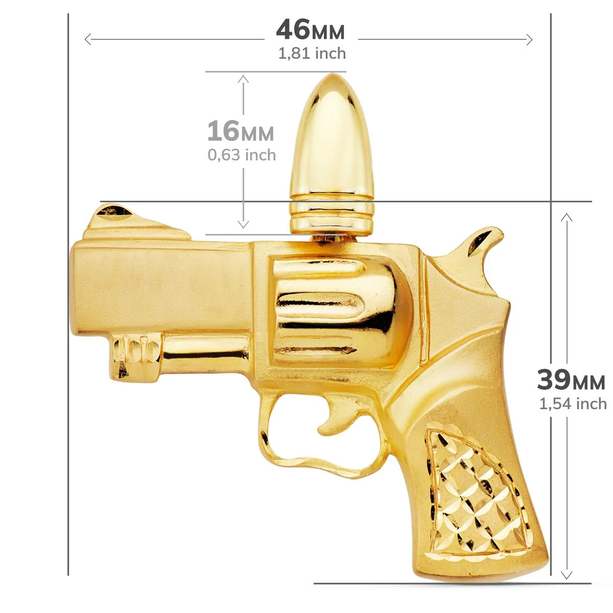 18K COLGANTE PISTOLA ORO AMARILLO 46X39 MM — vista 3