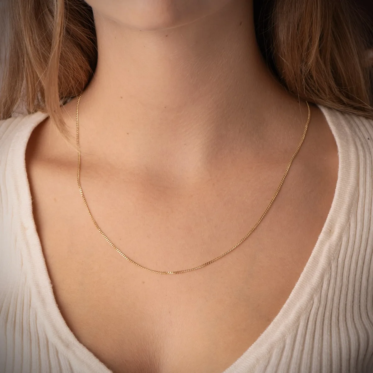 18K CADENA ORO AMARILLO MACIZA BARBADA 50CM ANCHO 1.2 MM — vista 2