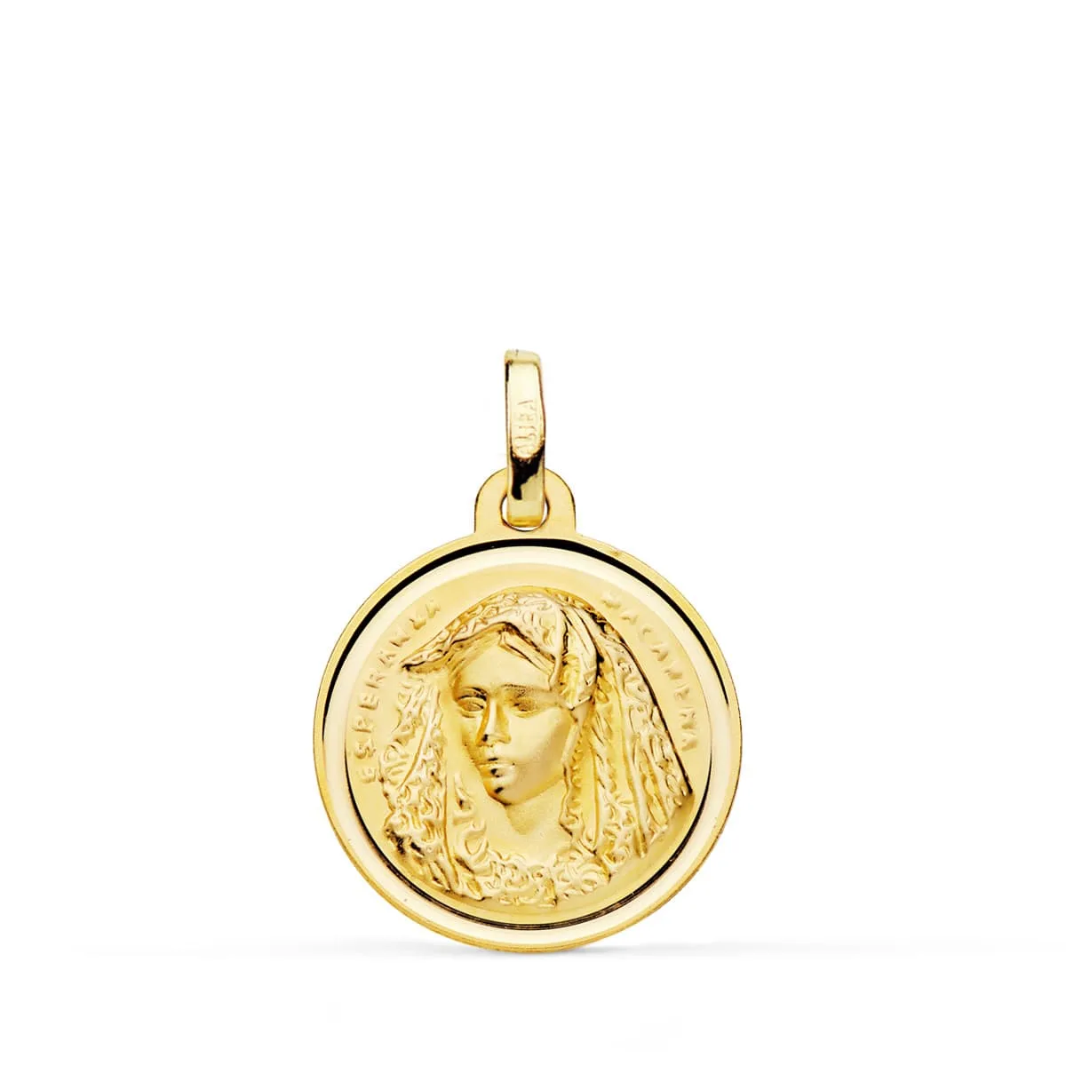 18K MEDALLA ORO AMARILLO VIRGEN MACARENA BISEL 20 MM