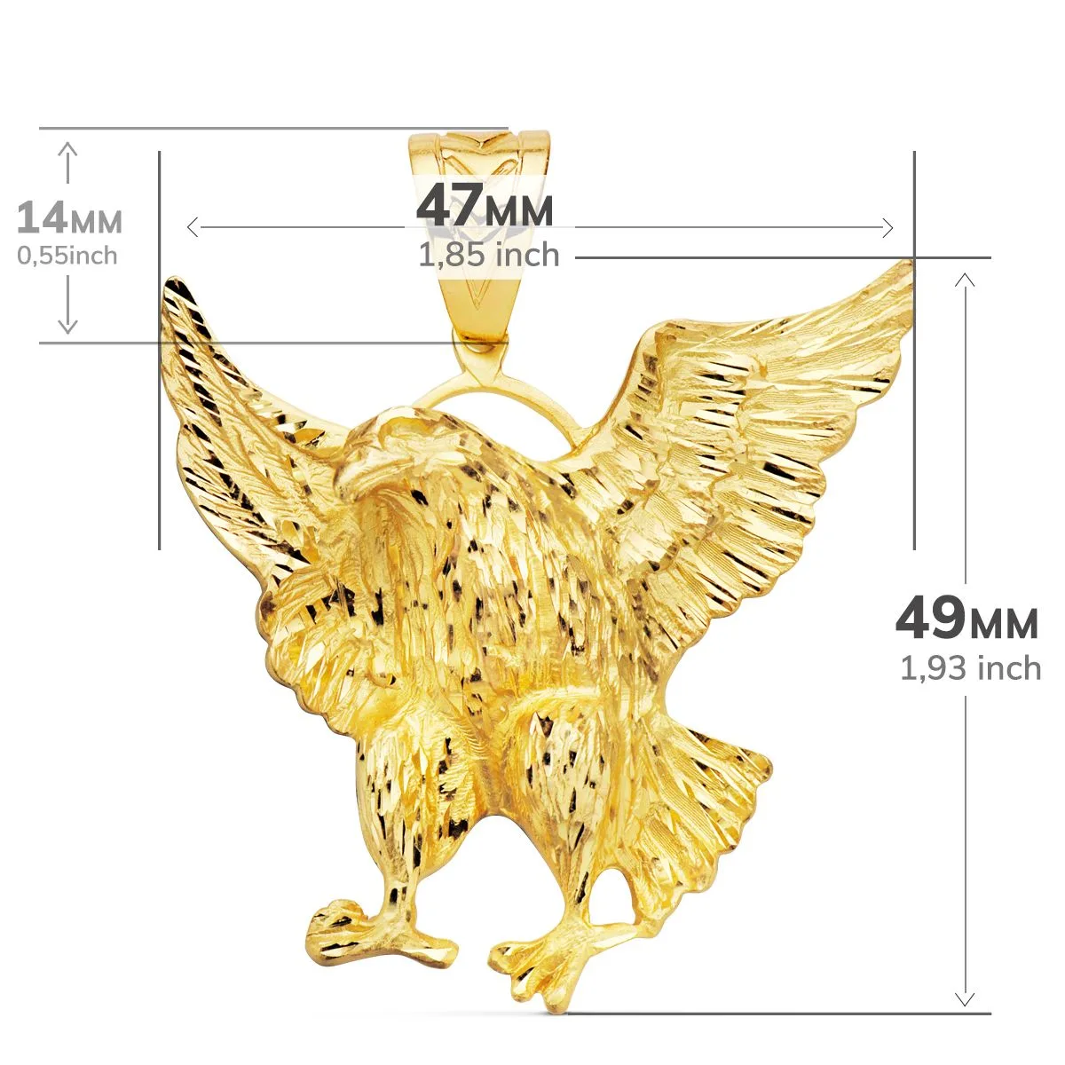 18K COLGANTE AGUILA CALVA AMERICANA ORO AMARILLO 49X47 MM — vista 3