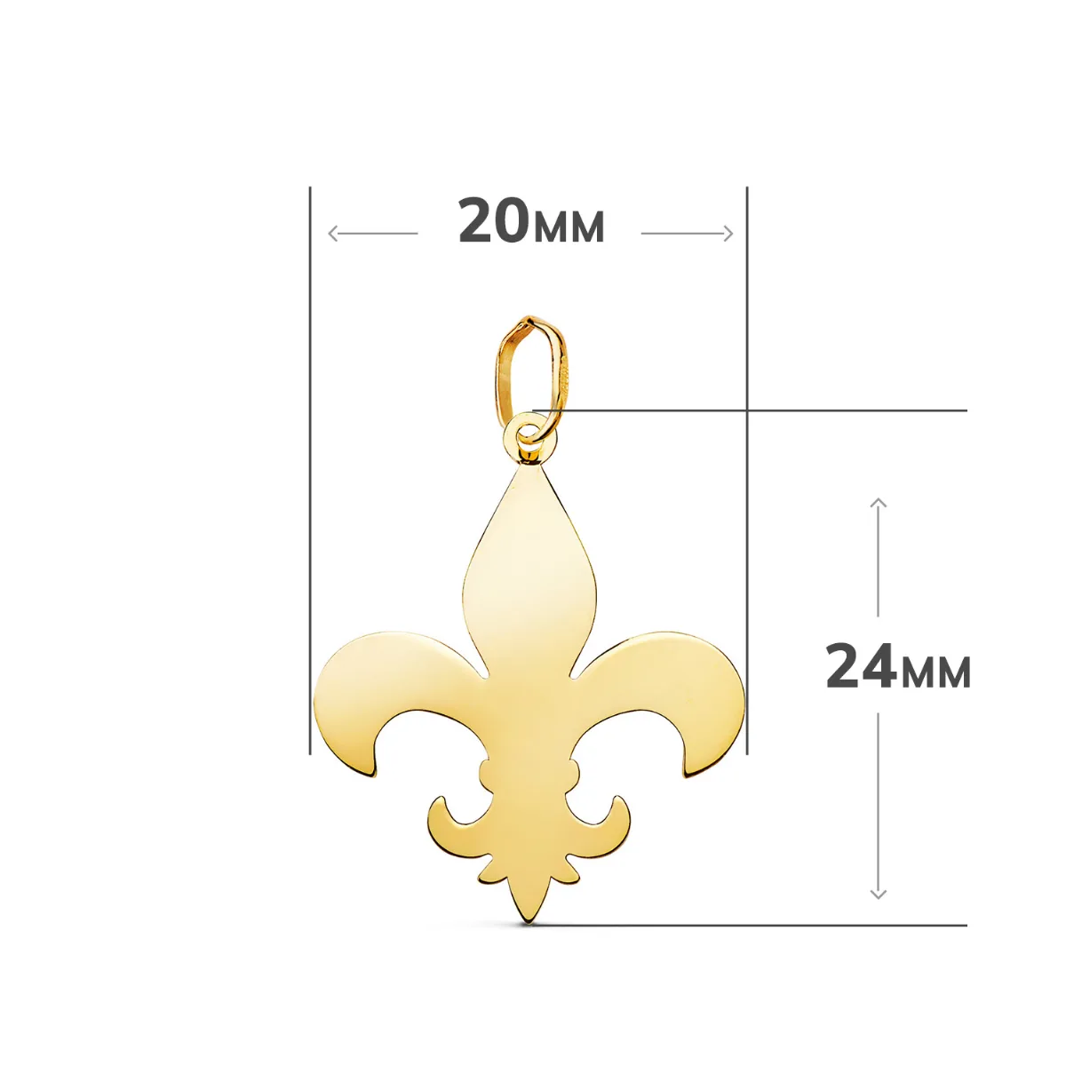 18K COLGANTE ORO AMARILLO CRUZ FLOR DE LIS EN BRILLO. MEDIDA: 24 X 20 MM — vista 2
