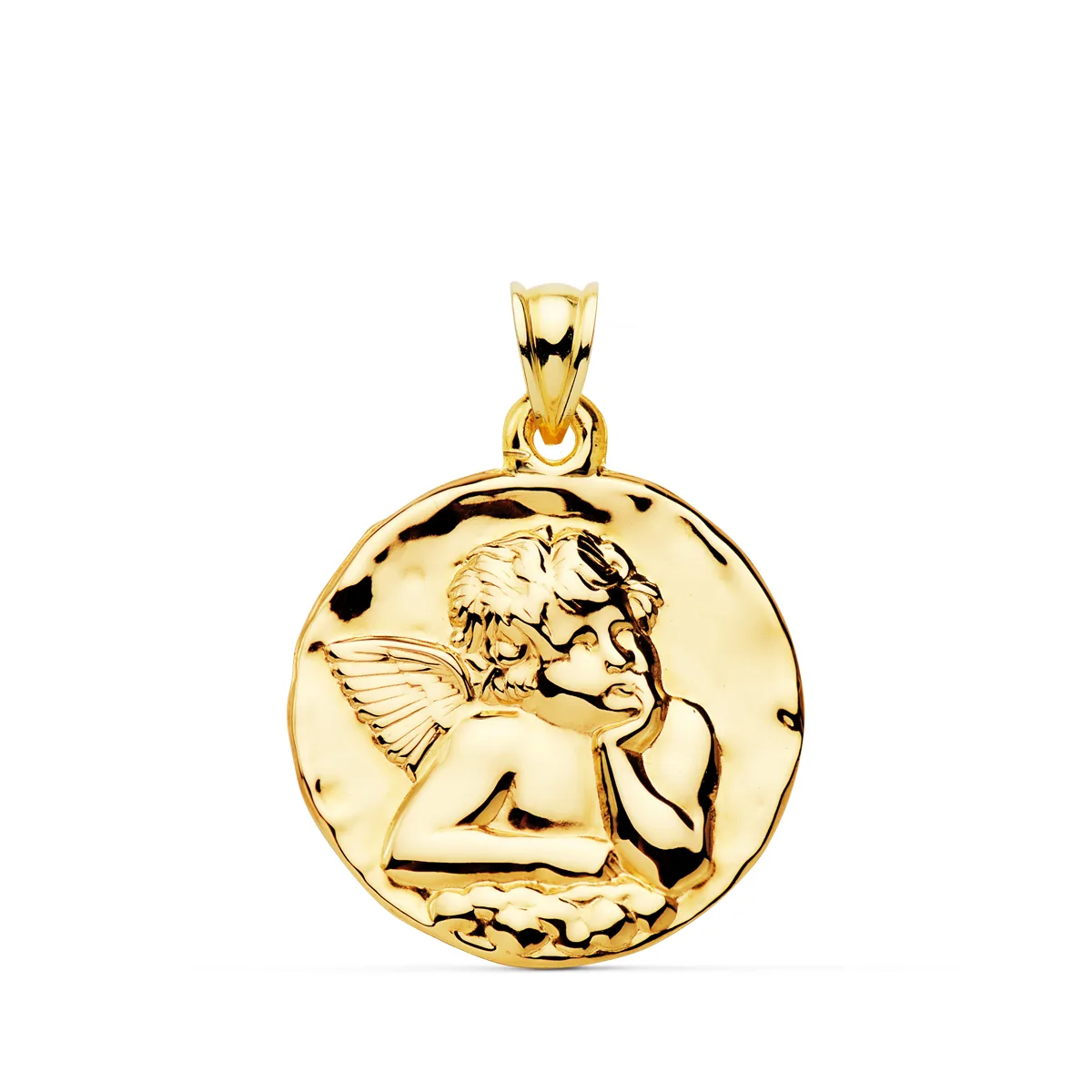 18K MEDALLA ORO AMARILLO ANGEL BURLON BRILLO 28 MM