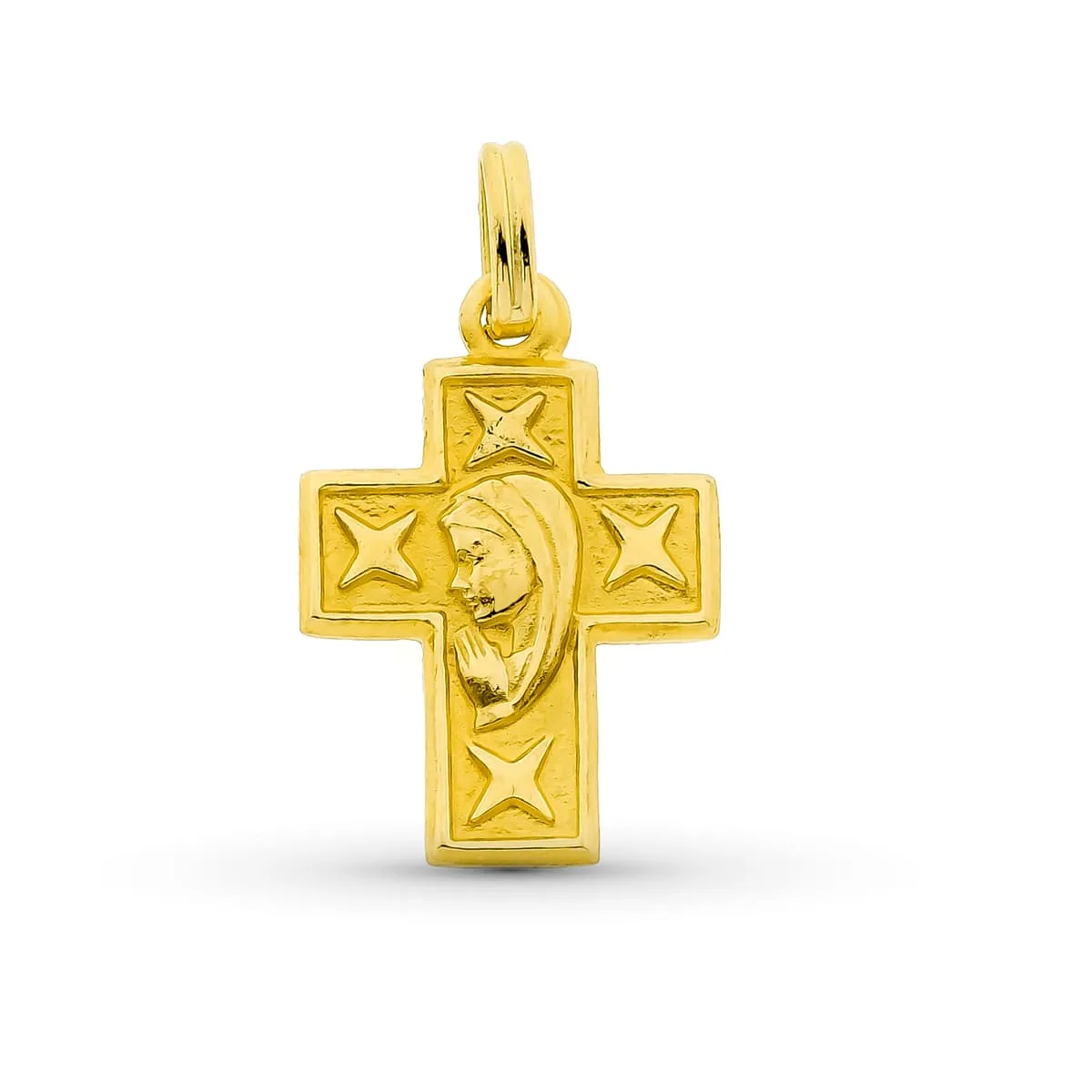 18K CRUZ ORO AMARILLO VIRGEN 23X16 MM