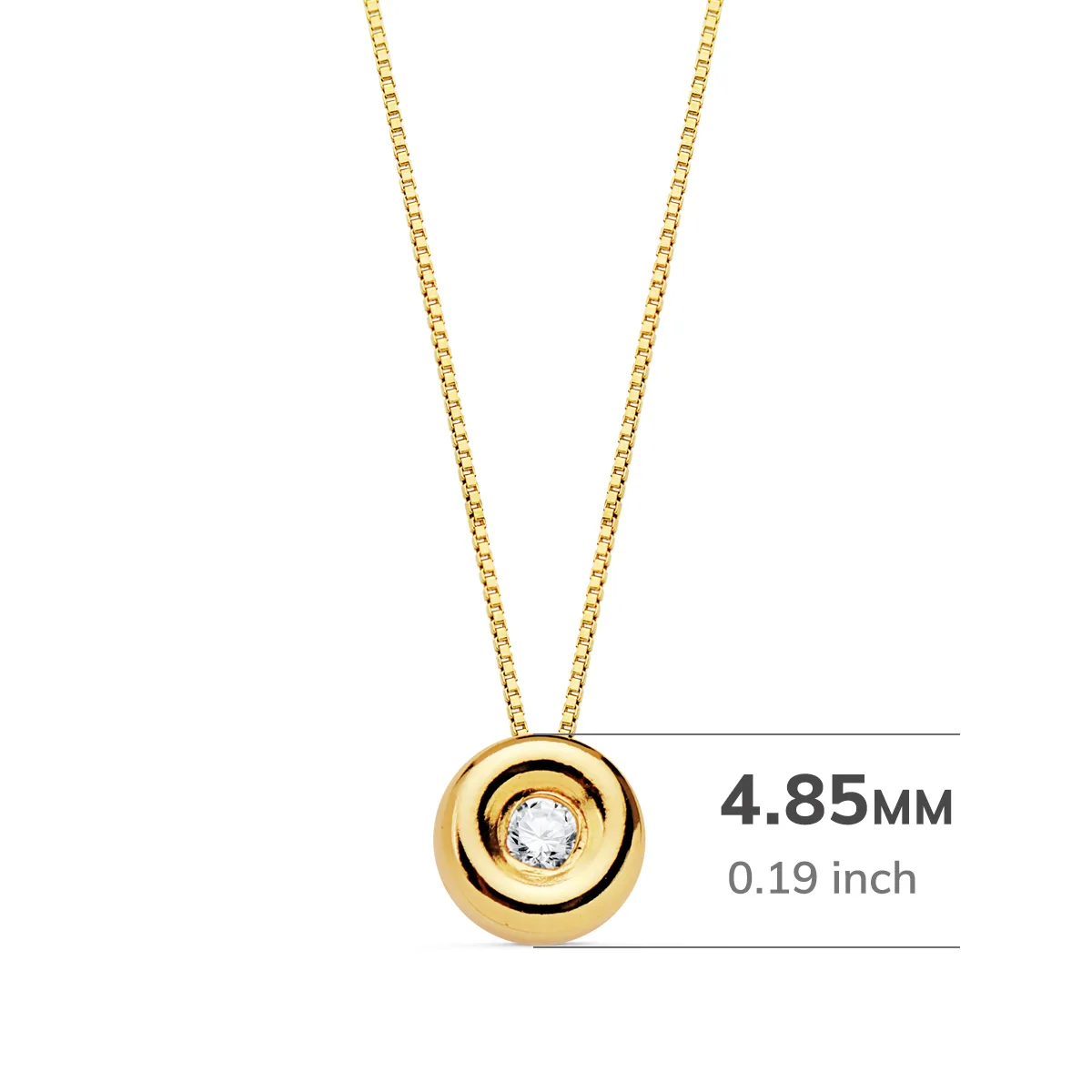 18K GARGANTILLA ORO AMARILLO CHATON 4,85 MM DIAMANTE LABORATORIO 1,50MM 0,015 QTS. G-VS2 CADENA 42CM — vista 2