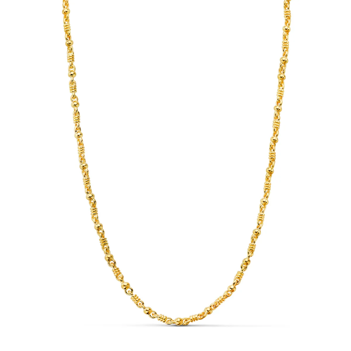 18K CADENA ORO AMARILLO MACIZA BOLA Y DETALLE BRILLO. ANCHO: 2,7 MM LARGO: 60CM