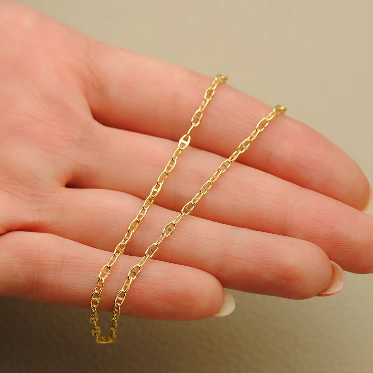 18K CADENA ORO AMARILLO ANCLA HUECA LARGO 50CM ANCHO 2 MM — vista 2