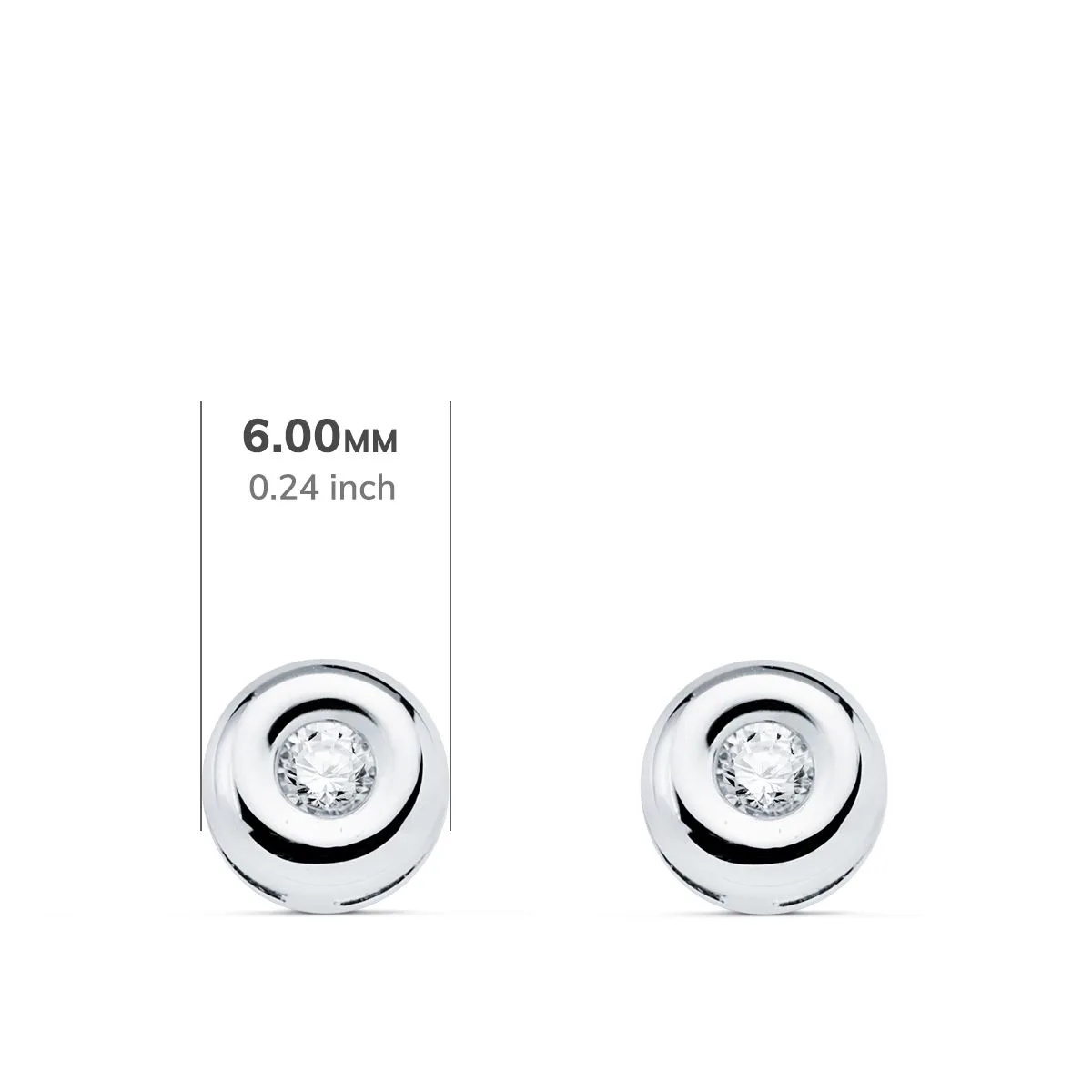 18K PENDIENTES CHATON ORO BLANCO DIAMANTES LABORATORIO 0,100 QTS VS2-G. MEDIDA: 6 X 6 MM. CIERRE PRESION — vista 2