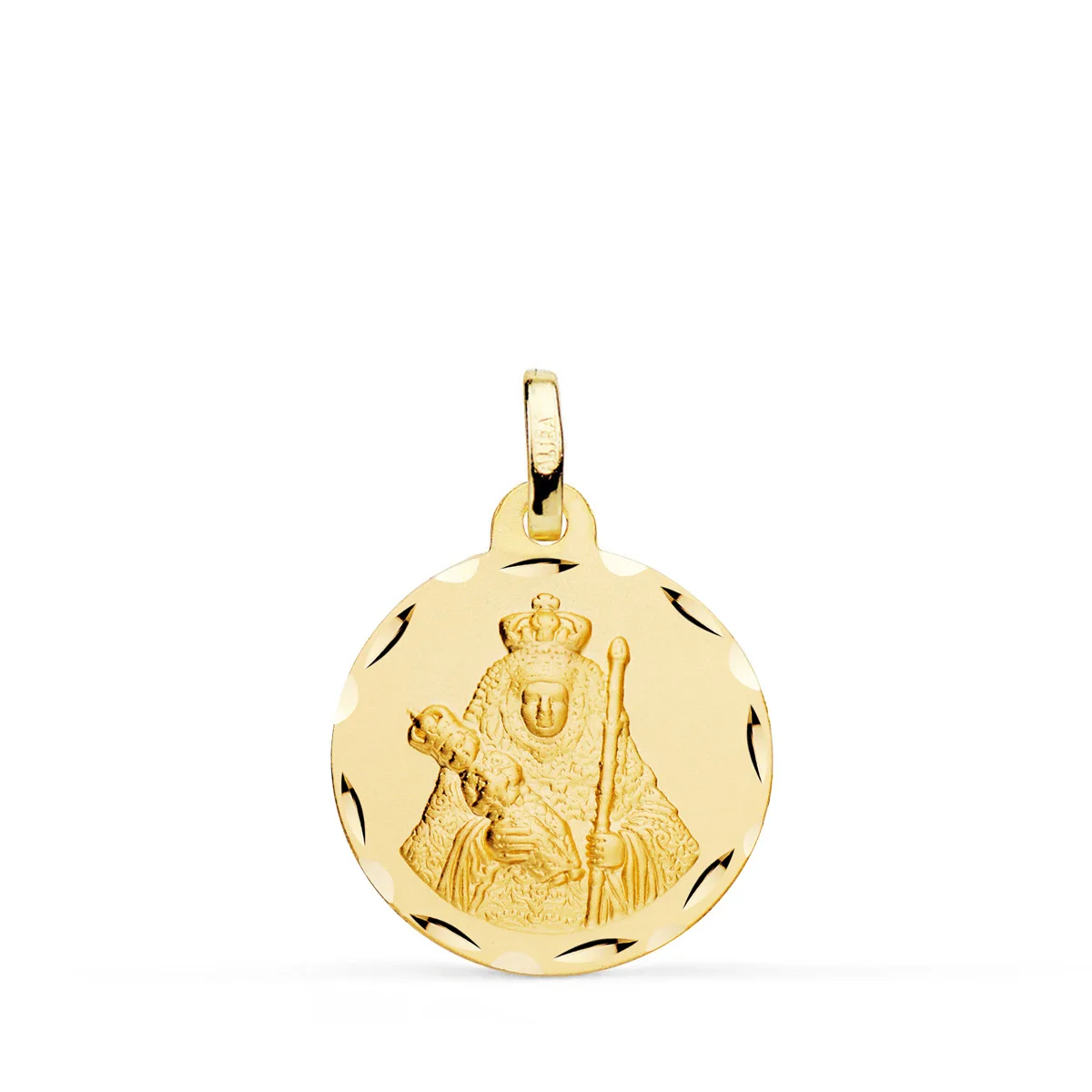 18K MEDALLA ORO AMARILLO NUESTRA SEÑORA DE LA CANDELARIA TALLADA 18 MM