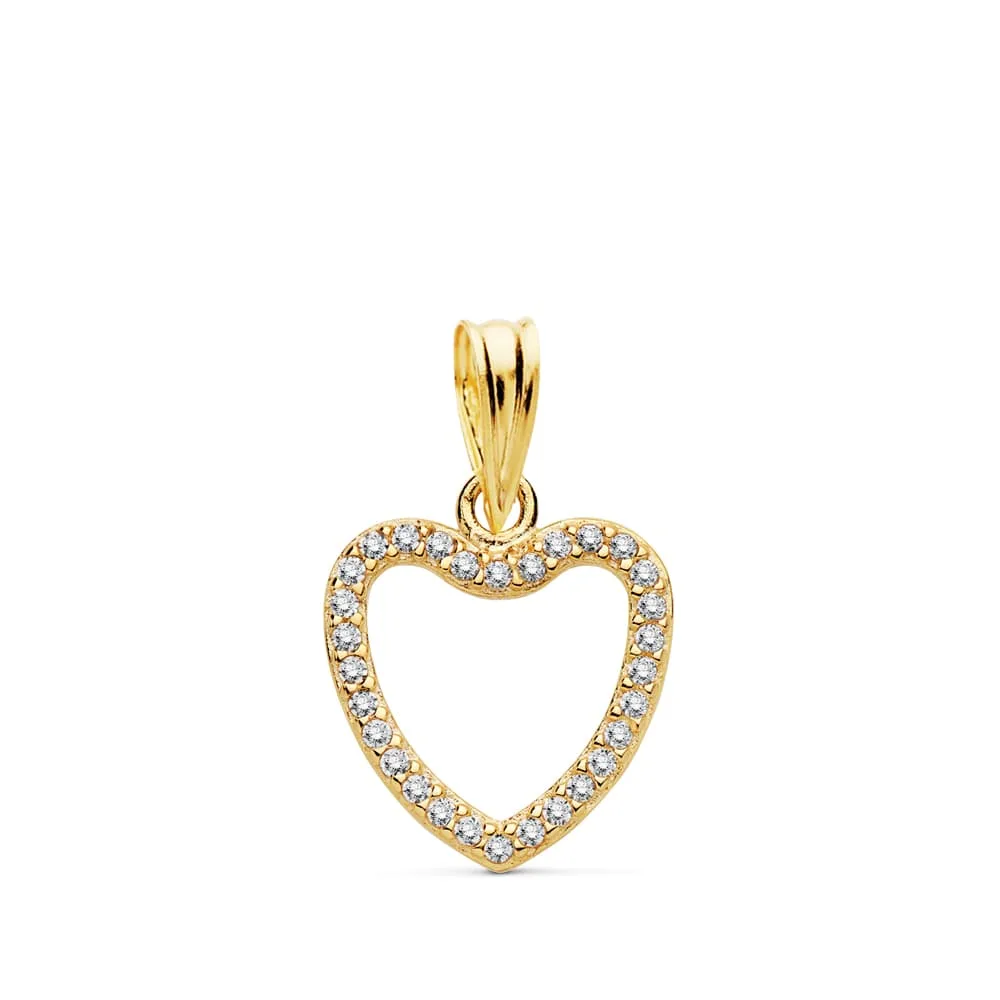 18K COLGANTE ORO AMARILLO CORAZON CIRCONITA 13X13 MM C. AMOR