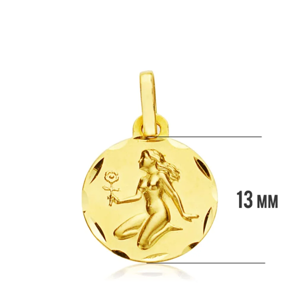 18K HOROSCOPO ORO AMARILLO VIRGO 13 MM — vista 3