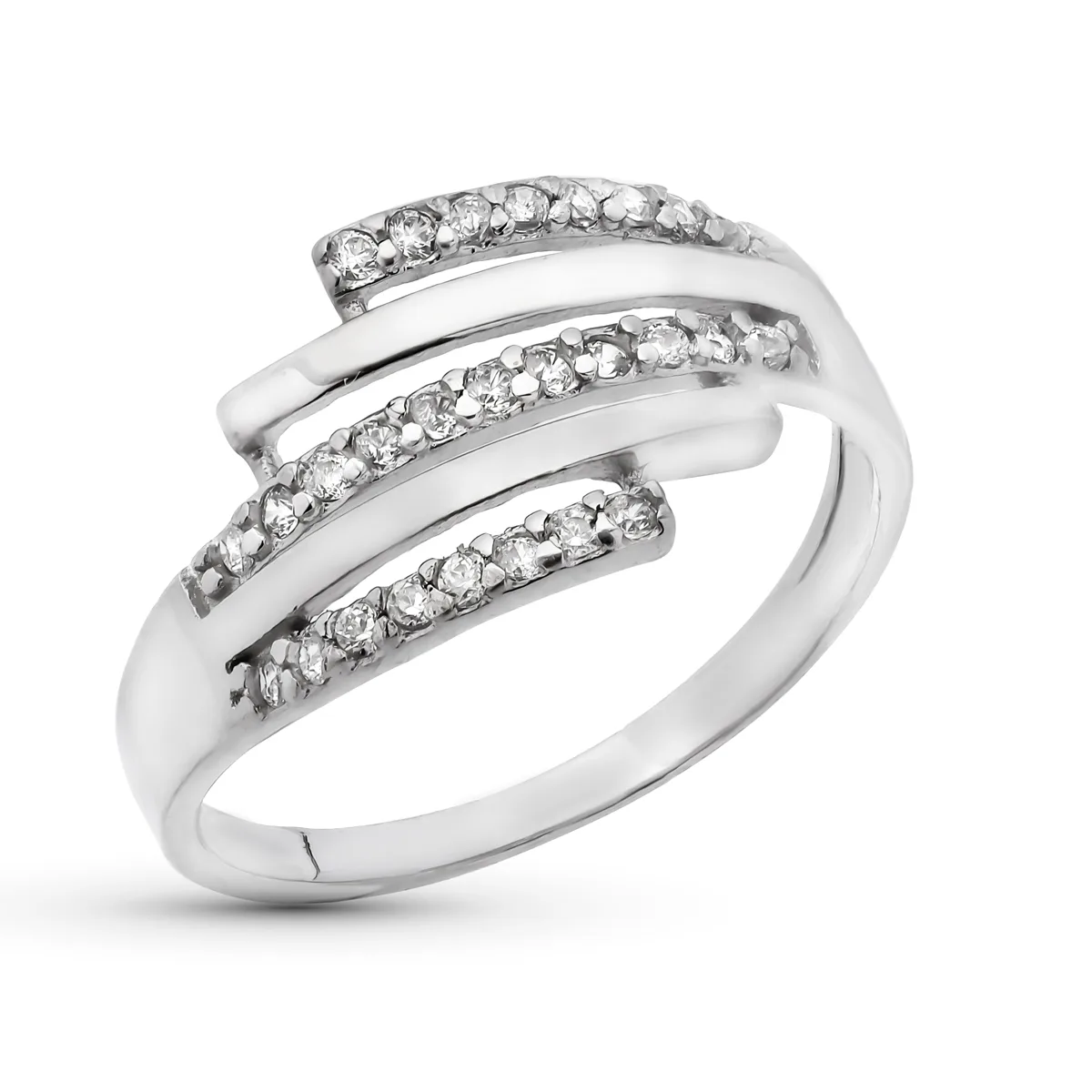 18K SORTIJA ORO BLANCO BANDAS CON CIRCONITAS. ANCHO: 11 MM