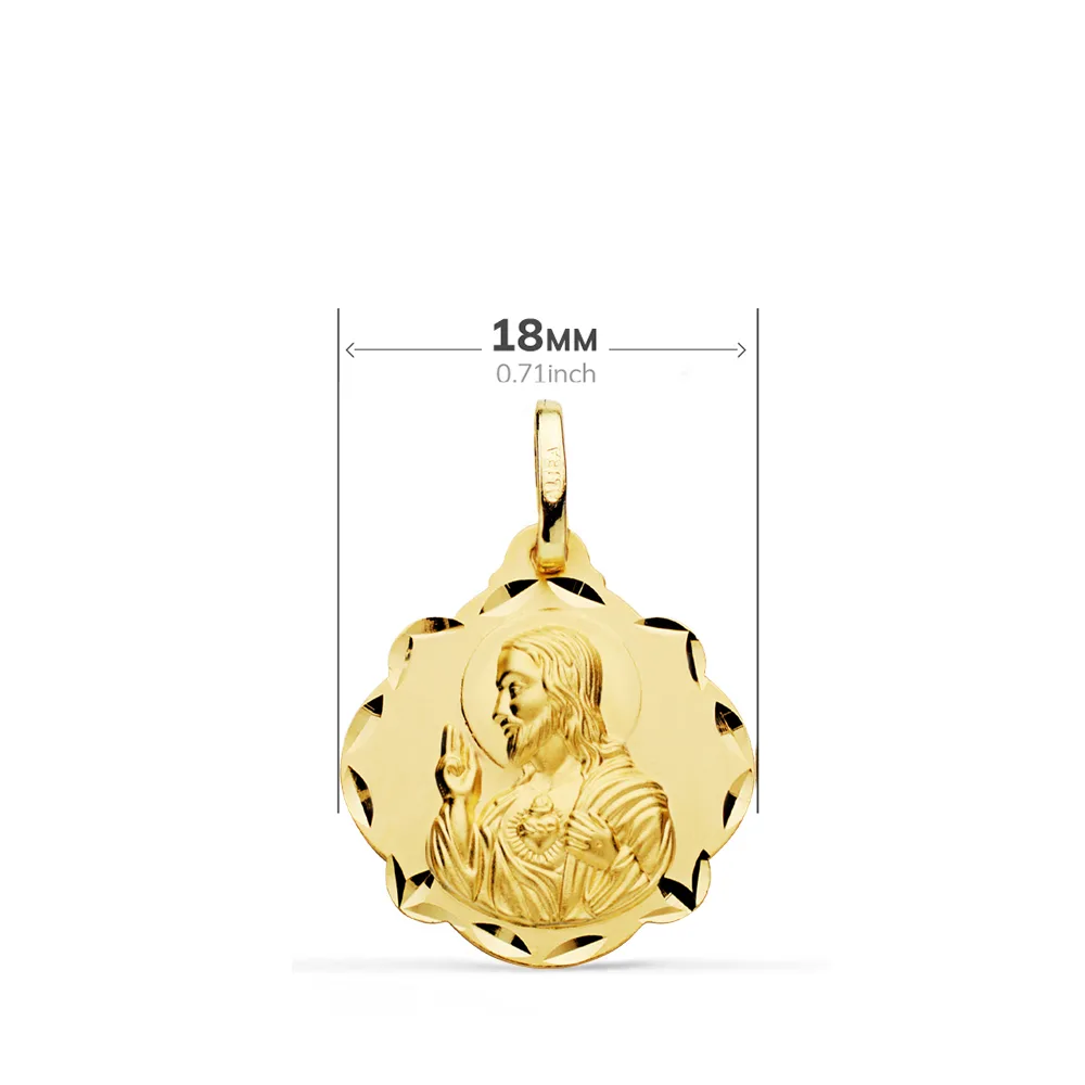 18K ESCAPULARIO ORO AMARILLO ORO AMARILLO VIRGEN DEL CARMEN CORAZON DE JESUS 18 MM — vista 2