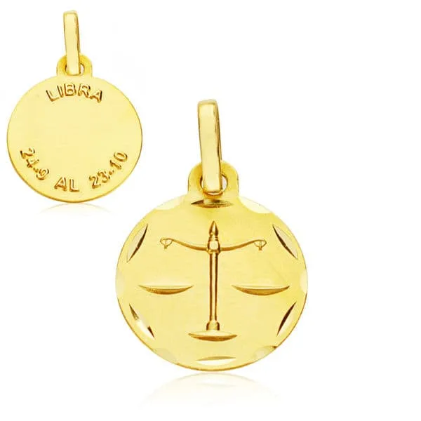18K HOROSCOPO ORO AMARILLO LIBRA 13 MM