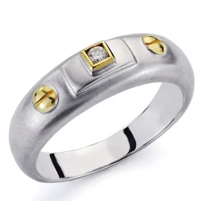 18K SORTIJA ORO BICOLOR DIAMANTE NATURAL TALLA BRILLANTE 0.030 QTS.