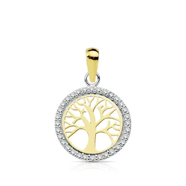 18K COLGANTE ORO BICOLOR ARBOL DE LA VIDA 13 MM