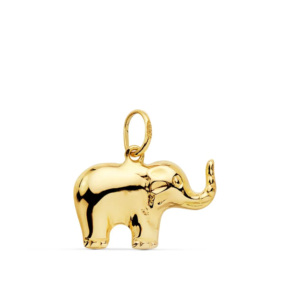 18K COLGANTE AMULETO ORO AMARILLO ELEFANTE LISO 16X10 MM