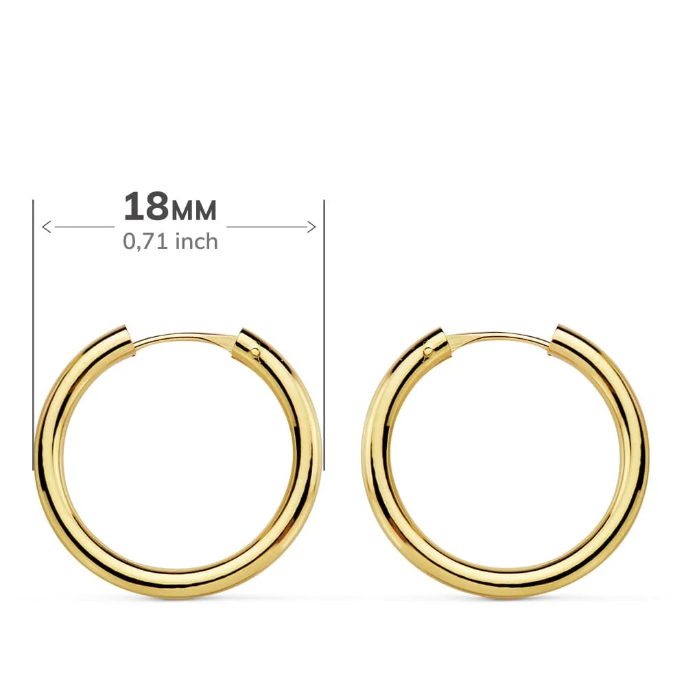 18K AROS ORO AMARILLO REDONDOS LISOS LIGEROS 18X2 MM — vista 2