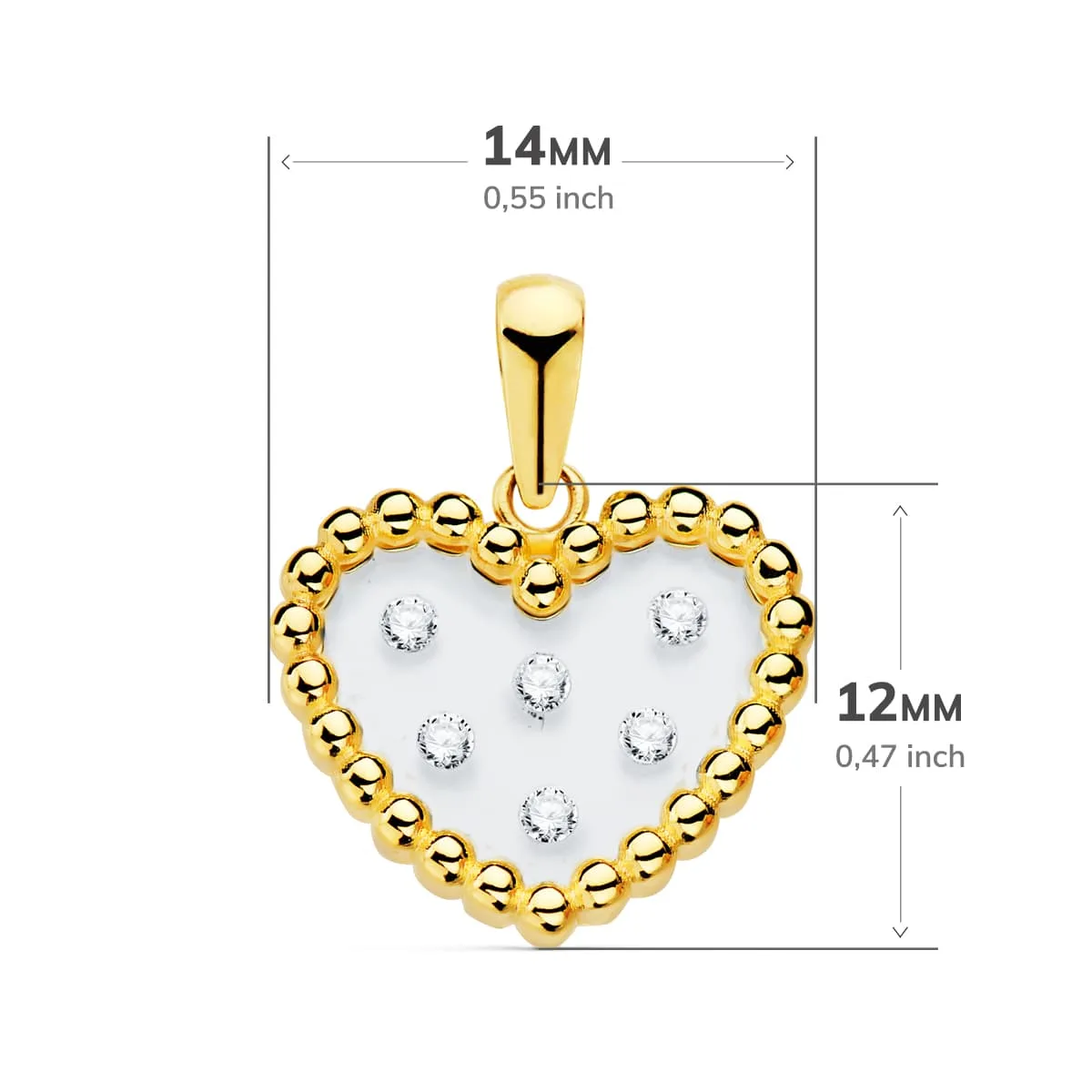 18K COLGANTE ORO AMARILLO CORAZON AIRSHINE TRANSPARENTE CON CIRCONITA 14X12 MM C. AMOR — vista 2