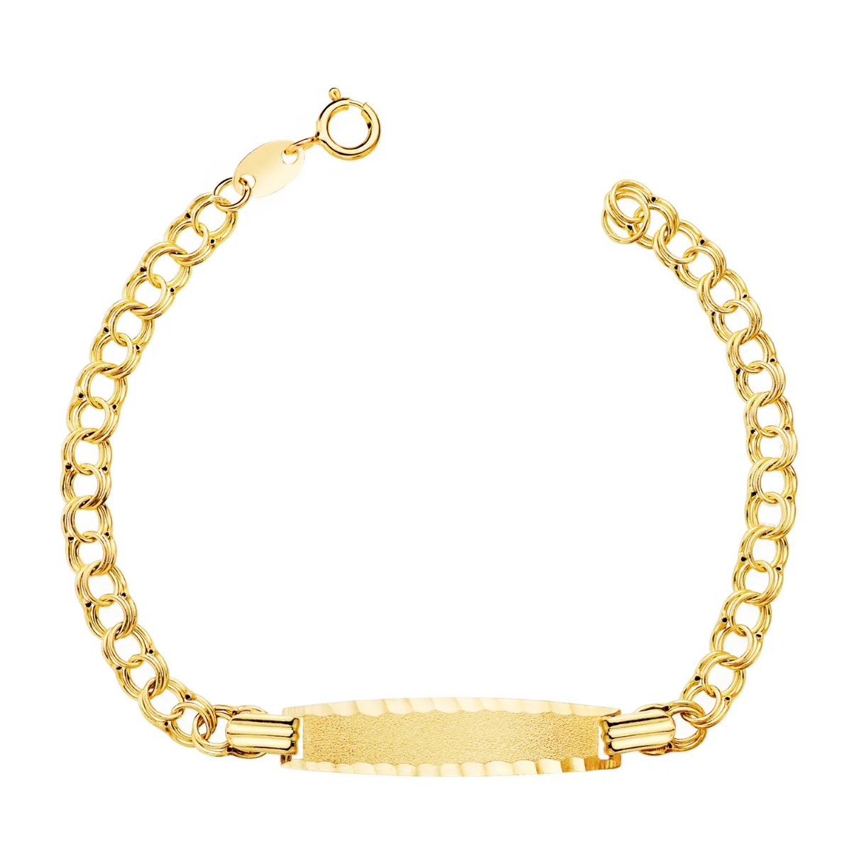 18K ESCLAVA ORO AMARILLO HUNGARA 14,5 CM  PLACA CHAPA TALLADA: 26X6MM