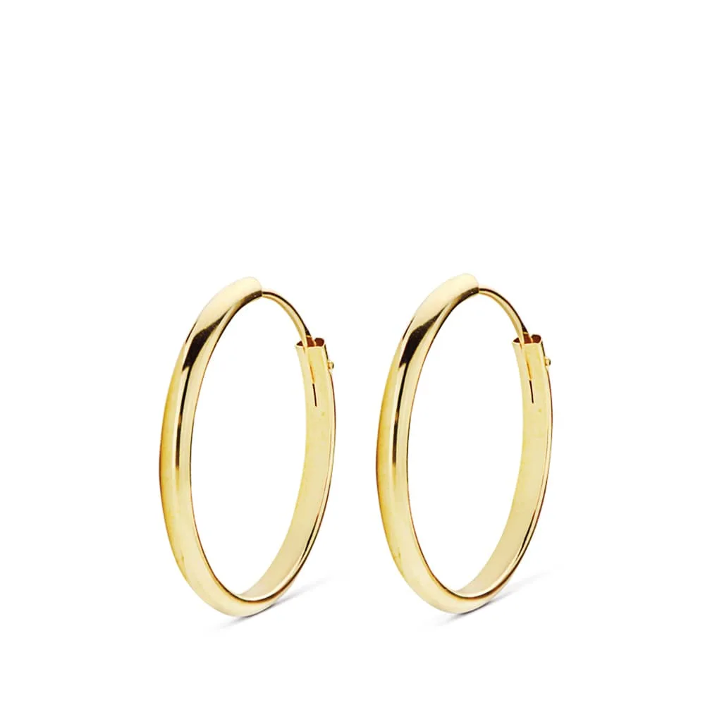 18K AROS ORO AMARILLO MEDIA CAÑA LISOS LIGEROS 20X2 MM — vista 2