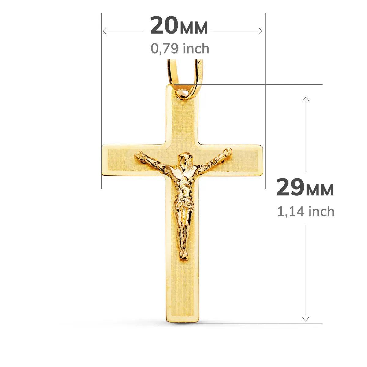 18K CRUZ ORO AMARILLO CON CRISTO MATIZADA 29X20 MM — vista 3