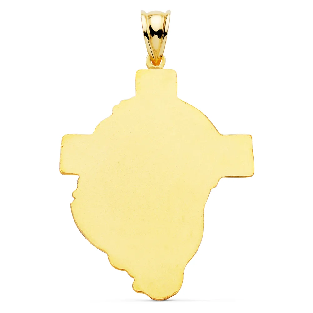 18K COLGANTE ORO AMARILLO CABEZA DE CRISTO  CON CRUZ TALLADA 40X30 MM — vista 2
