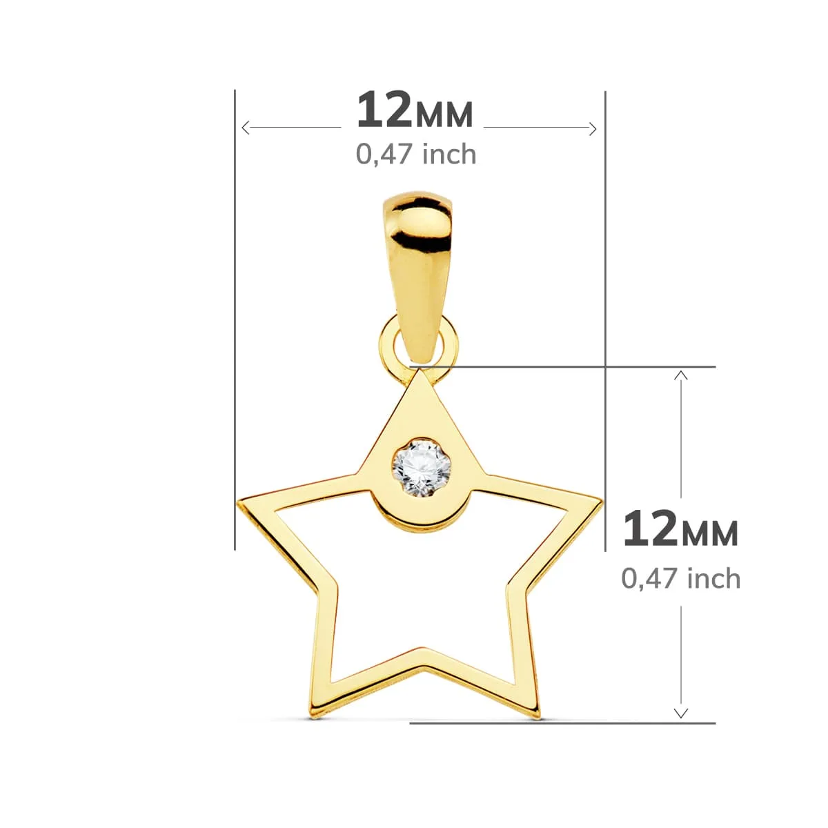 18K COLGANTE ORO AMARILLO AMULETO ESTRELLA CIRCONITA 12X12 MM — vista 2