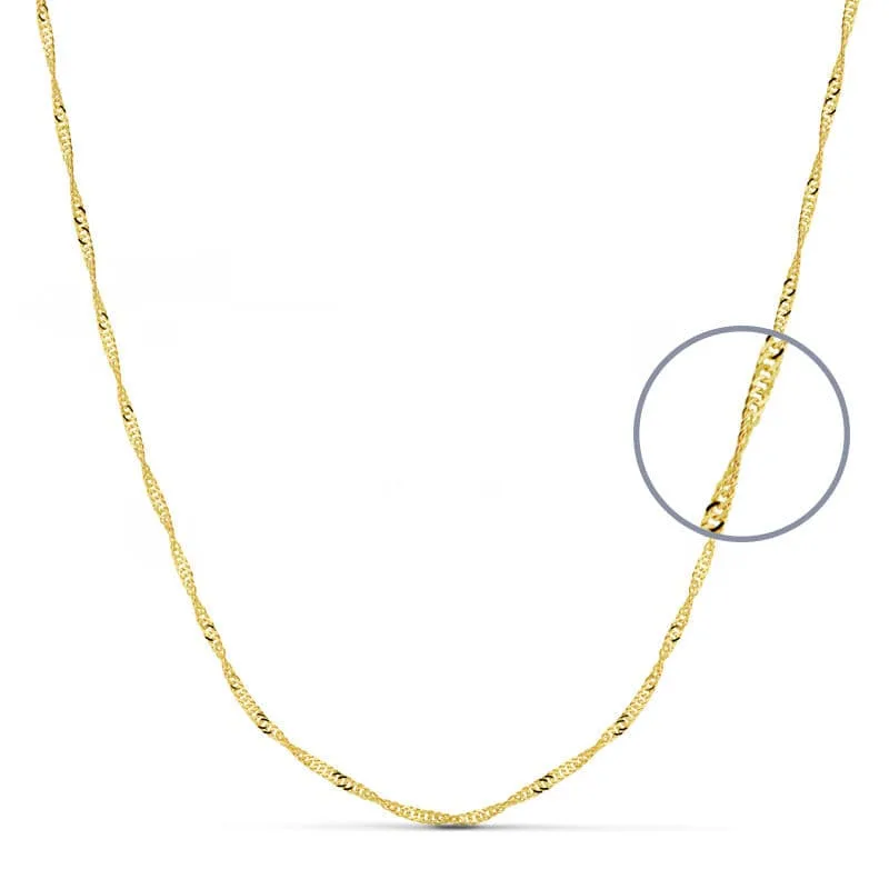 18K CADENA MACIZA SINGAPUR 40CM 1.5 MM