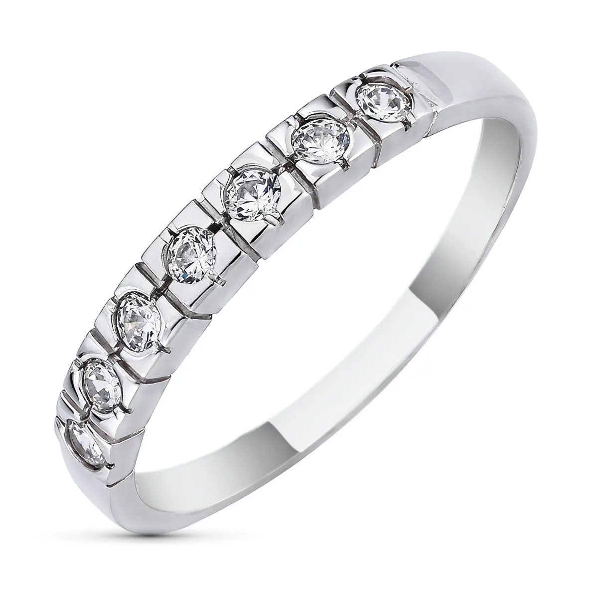18K SORTIJA ORO BLANCO CARRIL CON CIRCONITAS. ANCHO: 3 MM