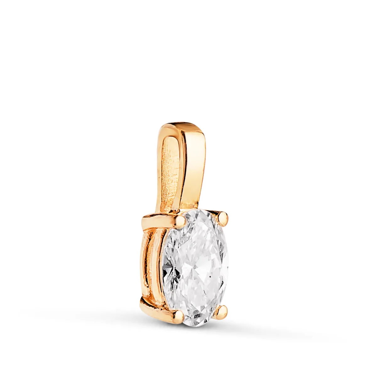 18K COLGANTE ORO AMARILLO DIAMANTE LABORATORIO TALLA OVAL 6 X 4MM 0,426 QTES. G-VS1. MEDIDA: 10X4 MM