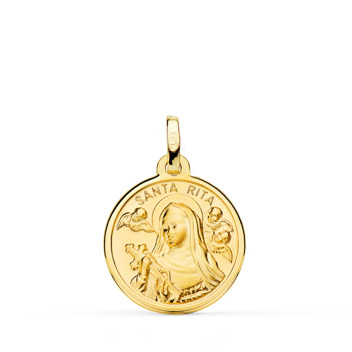 18K MEDALLA ORO AMARILLO SANTA RITA FILO PULIDO 18 MM