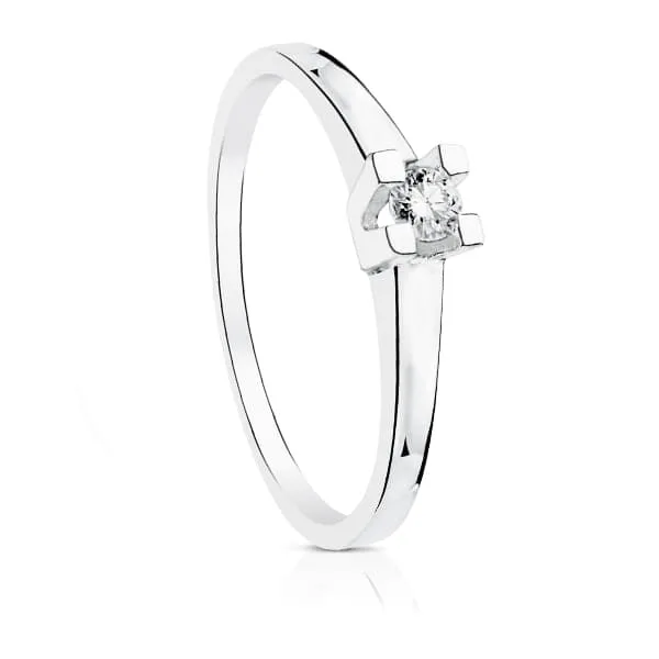 18K SOLITARIO ORO BLANCO BRILLANTE 0.200 QTS. SI-H