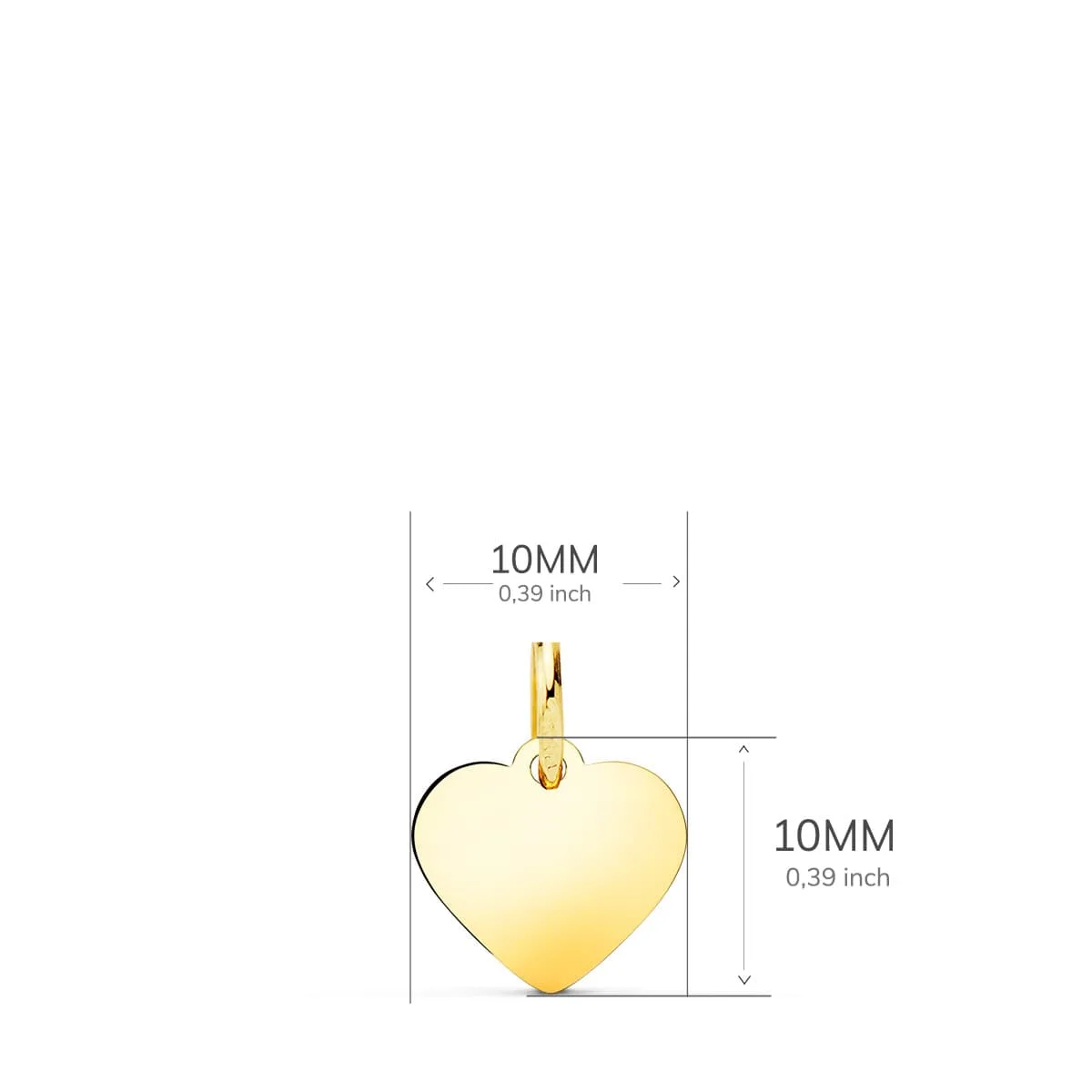 18K COLGANTE PLACA CHAPA ORO AMARILLO  CORAZON LISO EN BRILLO 10X10 MM C. AMOR — vista 2