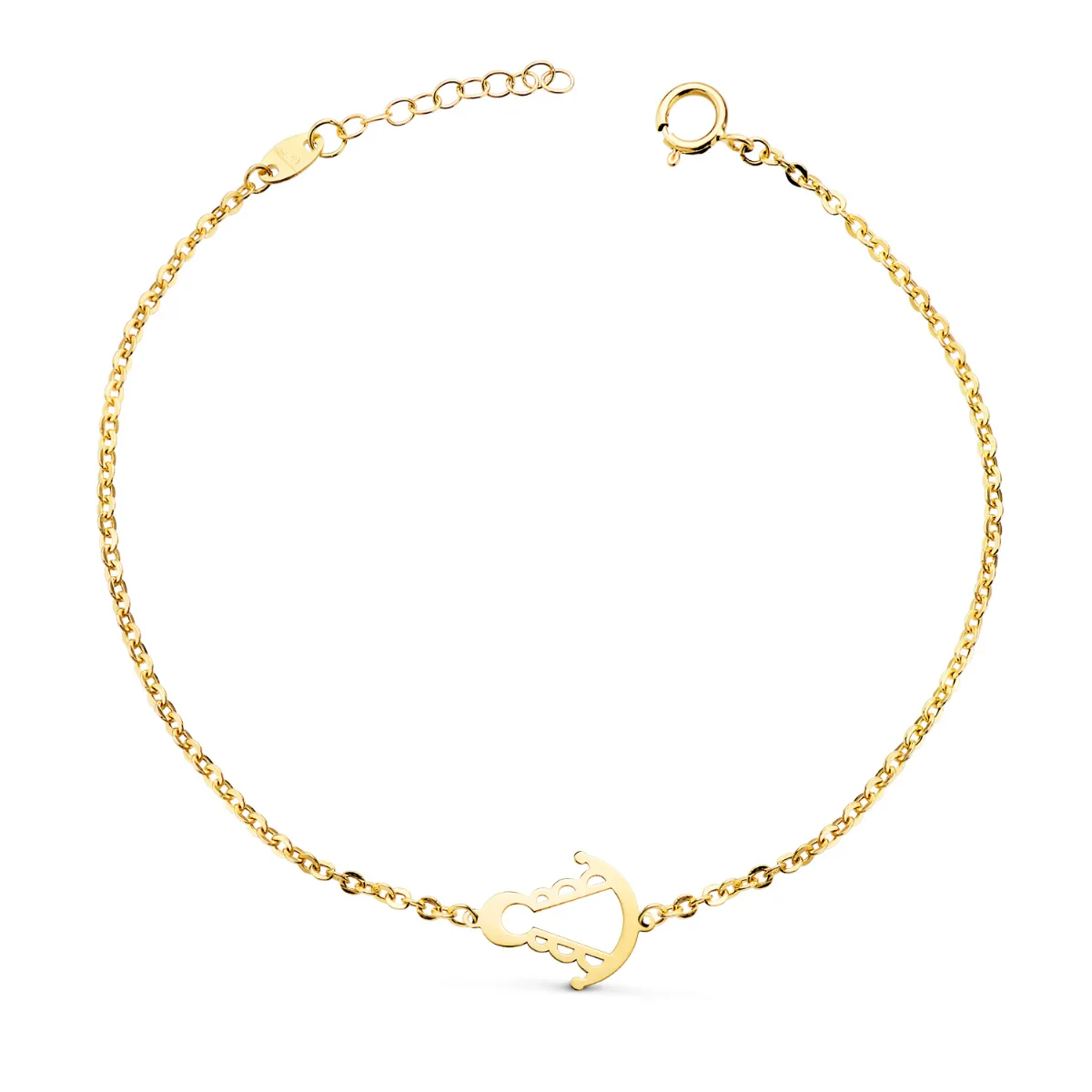 18K PULSERA ORO AMARILLO SILUETA VIRGEN ROCIO 14X11 MM. LARGO: 15+2 CM