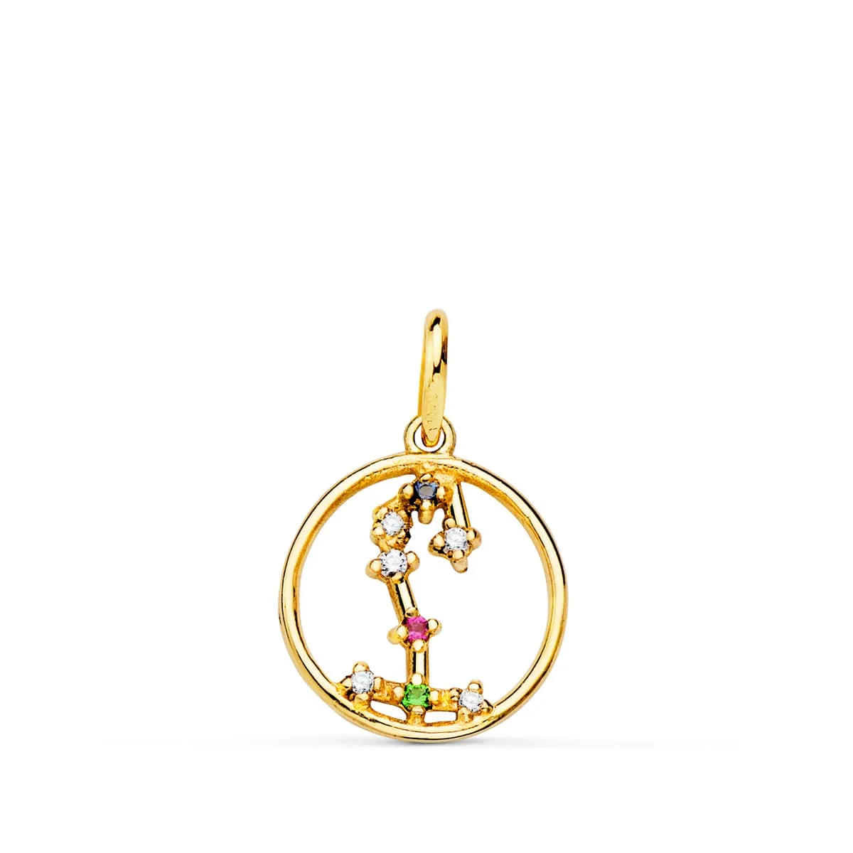 18K HOROSCOPO ORO AMARILLO ESCORPIO CONSTELACIONES CIRCONITA 12 MM