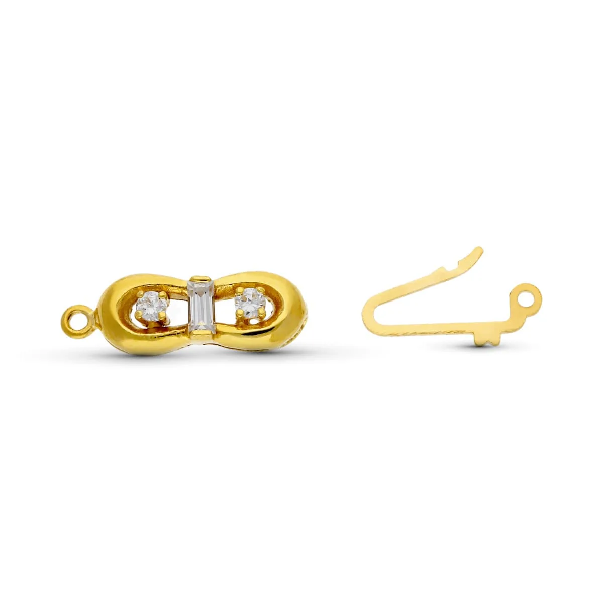 18K FORNITURA CIERRE BROCHE DE GARGANTILLA ORO AMARILLO CIRCONITA 16X7 MM — vista 2