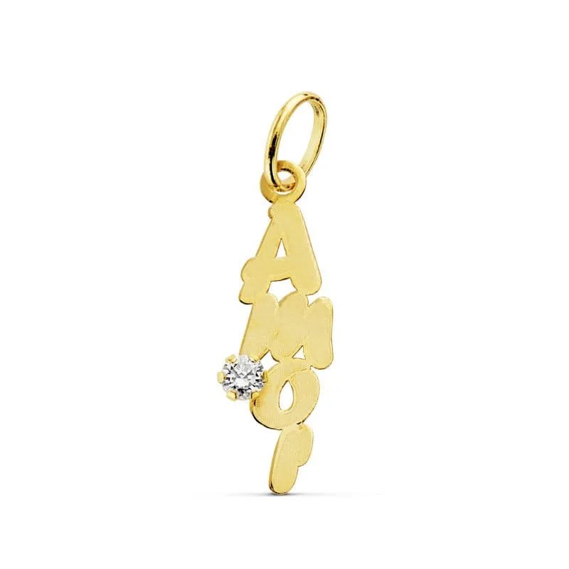 18K COLGANTE ORO AMARILLO AMOR CIRCONITA 19X6 MM