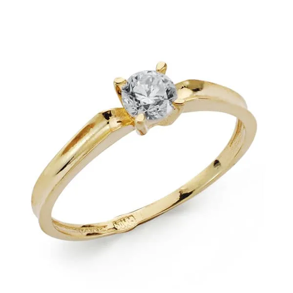 18K SOLITARIO ORO AMARILLO CON CIRCONITA DE 4 MM