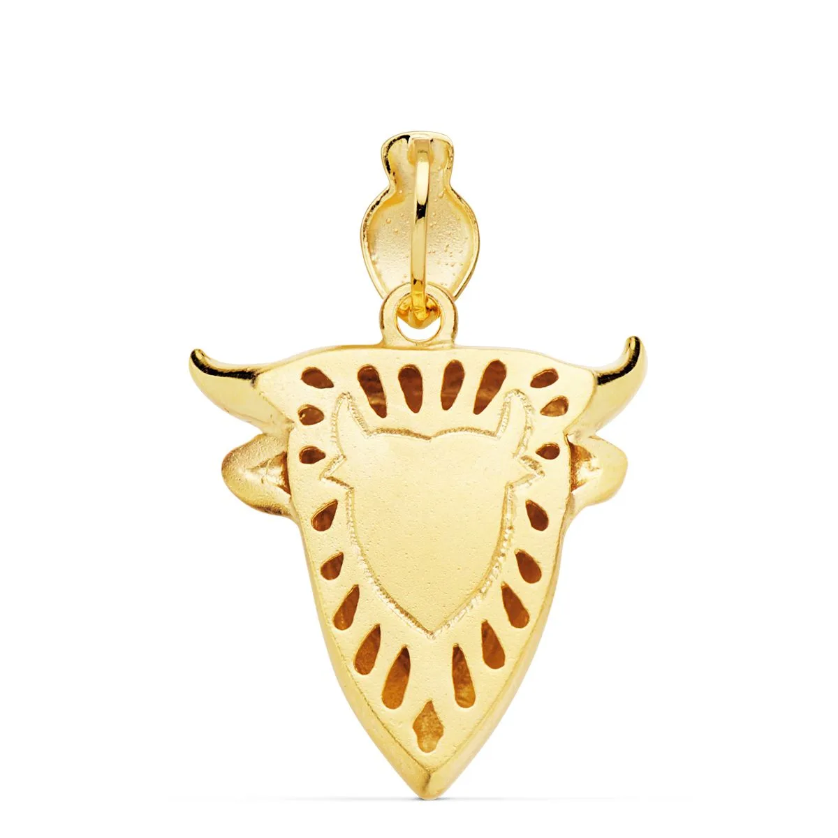 18K COLGANTE ORO AMARILLO FUNDIDO CABEZA DE TORO 27X25 MM — vista 2
