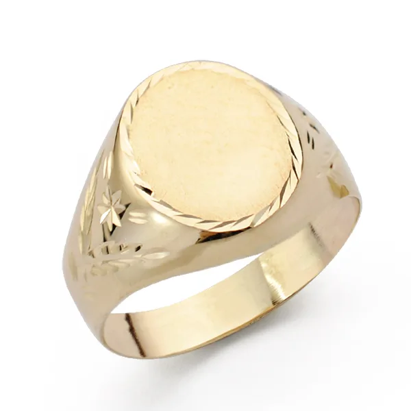 9K SELLO ORO AMARILLO HUECO OVAL LATERAL TALLADO. ZONA GRABADO: 12X10 MM