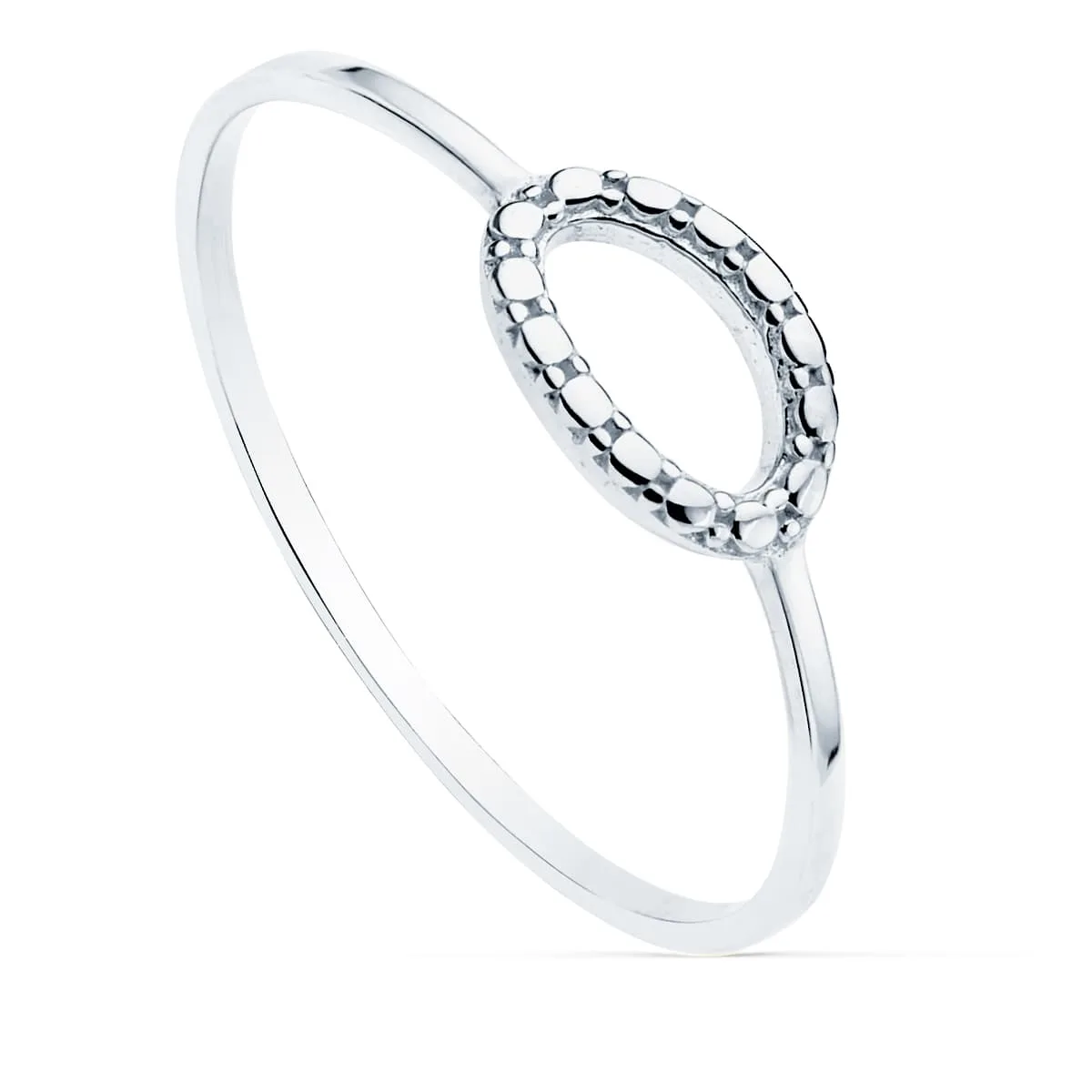 18K SORTIJA ORO BLANCO LISA MOTIVO OVAL 8X5 MM