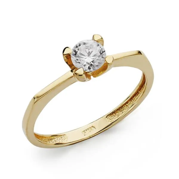 18K SOLITARIO ORO AMARILLO CIRCONITA 5 MM