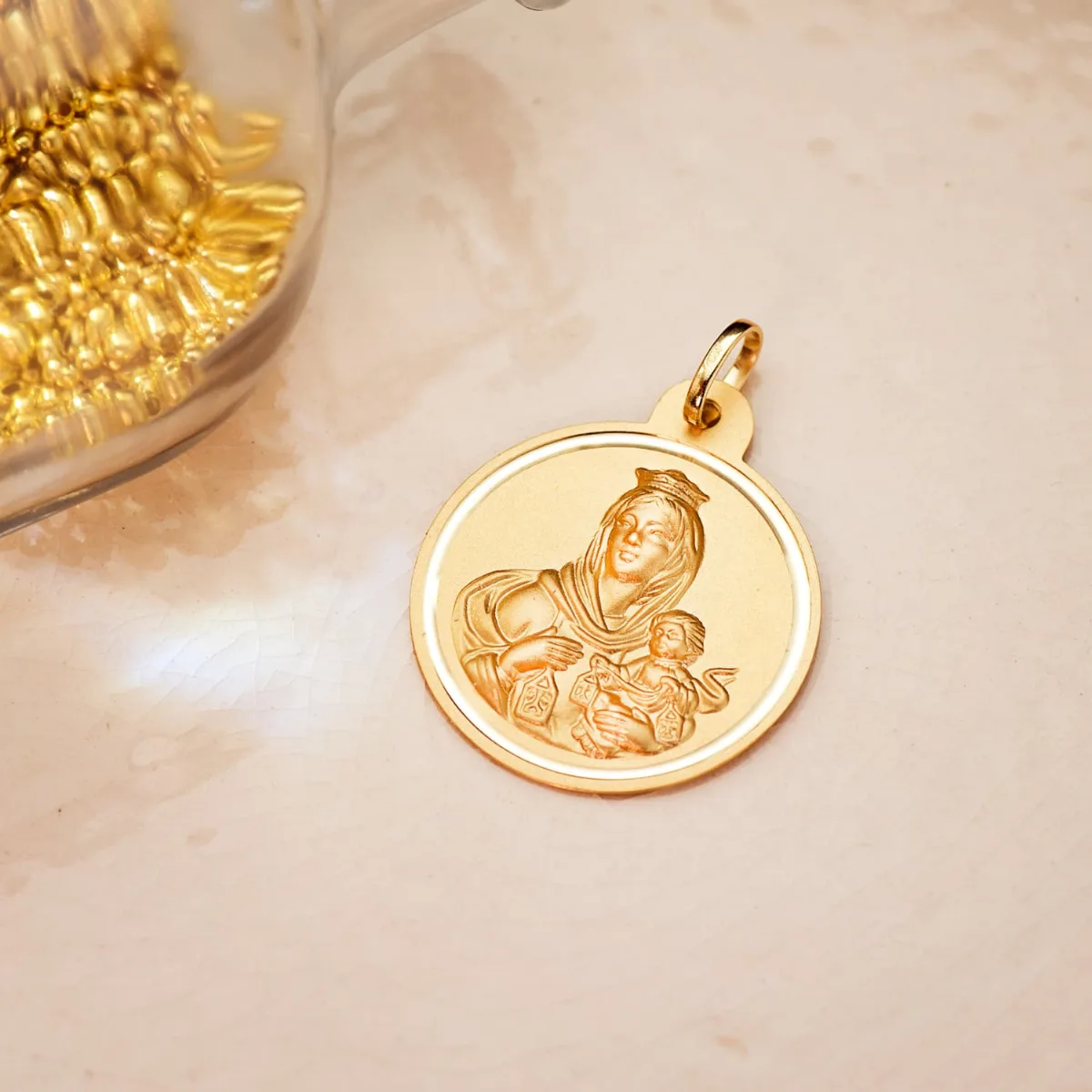 18K MEDALLA ORO AMARILLO VIRGEN DEL CARMEN BISEL 26 MM — vista 2