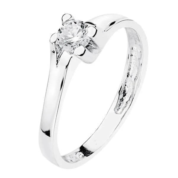 18K SOLITARIO ORO BLANCO CIRCONITA 5 MM