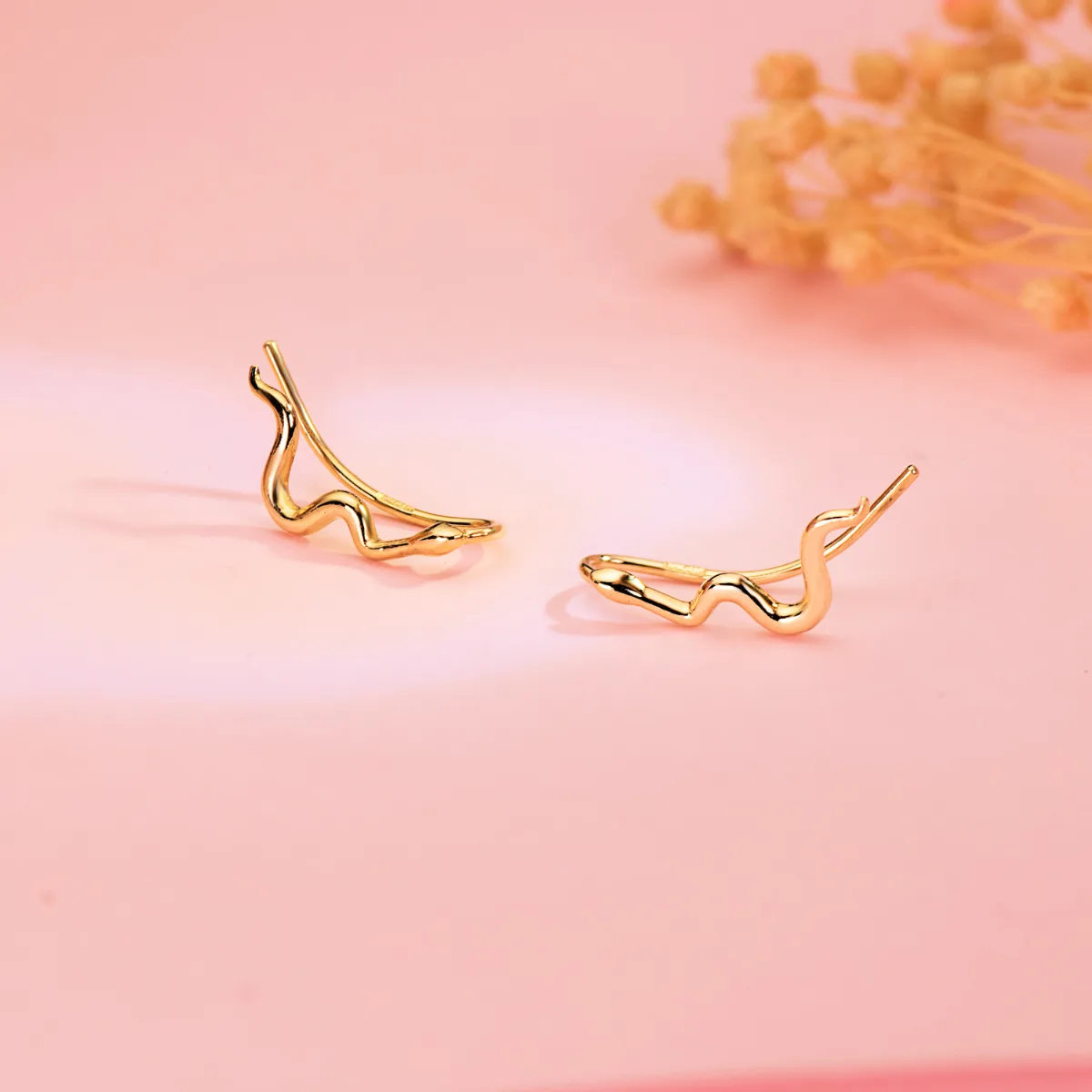 18K PENDIENTES ORO AMARILLO TREPADORES DE SERPIENTES. 15 X 2,5 MM — vista 2